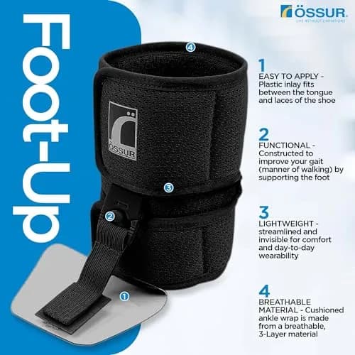 Ossur Foot-Up Drop Foot Brace | Ankle-Foot Orthosis for Drop Foot Support | Lightweight, Adjustable Wrap for All-Day Comfort | Breathable Material for All Day Walking (Black, Large) thumbnail 2