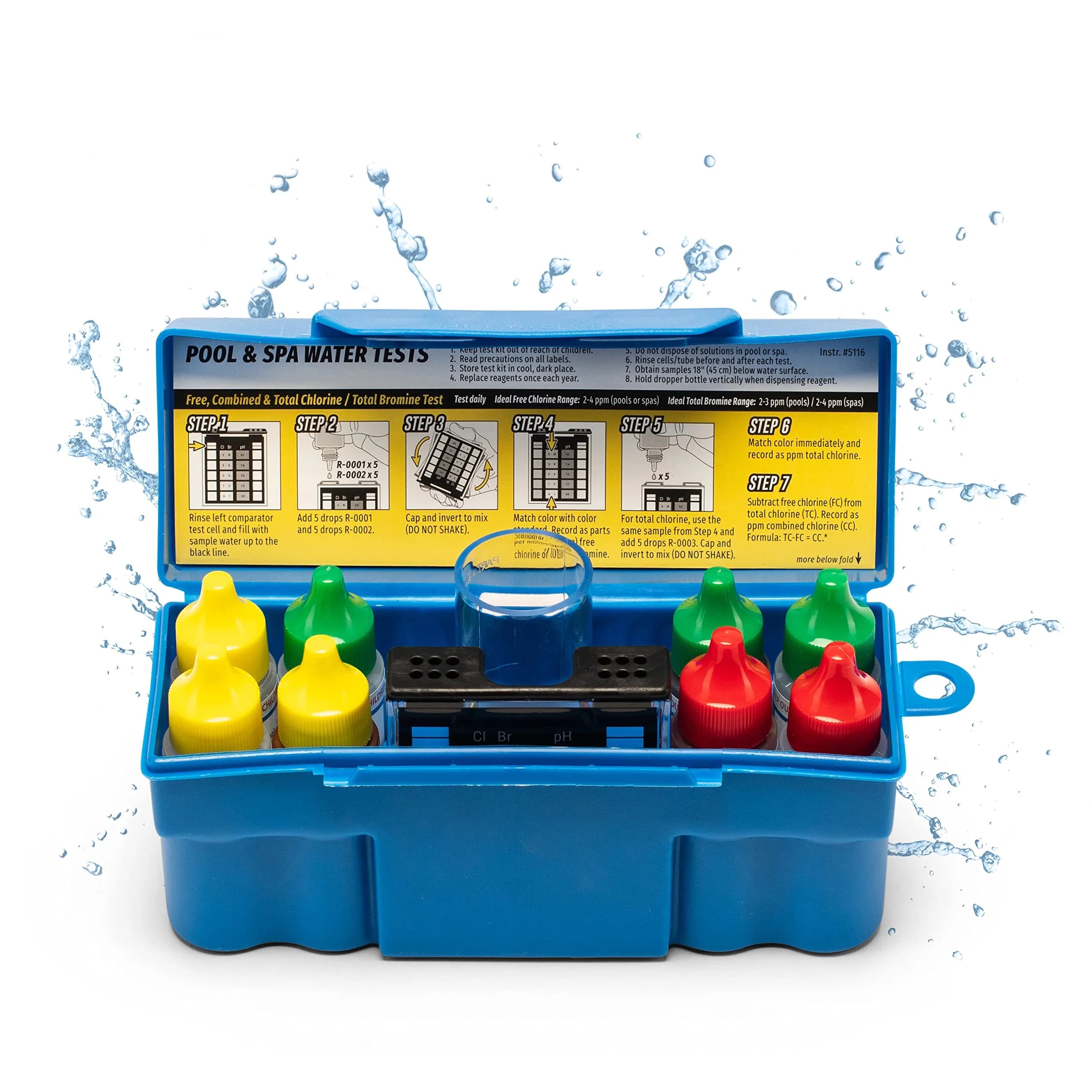 Taylor Technologies K-1004 DPD 6-in-1 Pool Test Kit | Tests Free & Total Chlorine, Bromine, pH, Acid Demand & Alkalinity - main product image