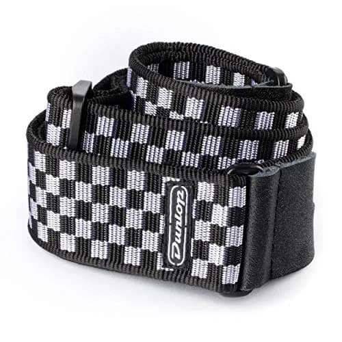 Jim Dunlop Black & White Checkered Guitar Strap 2" Wide (96.5cm-165cm) | Patented Comfort Edge Webbing thumbnail 1