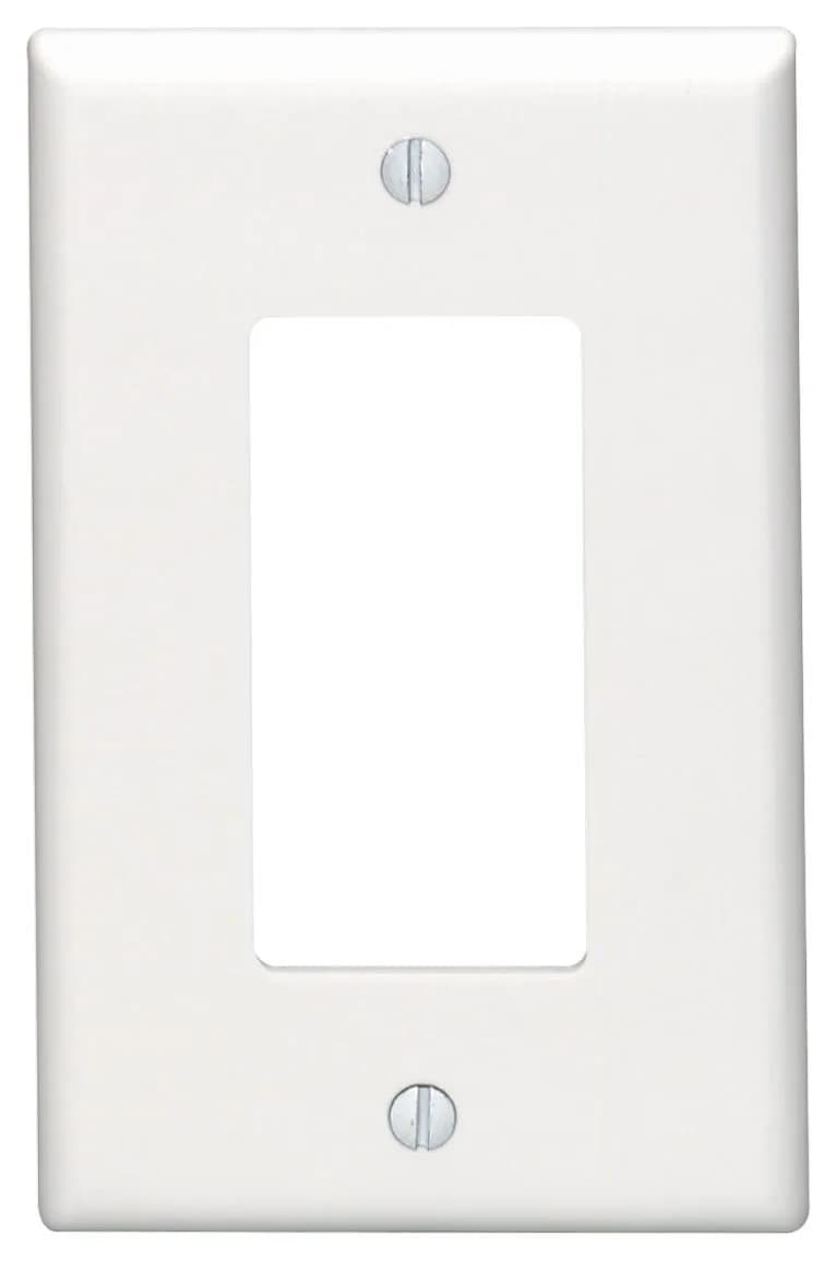 Leviton Decora Wallplate 1-Gang Thermoset White | Midway Size, Heavy-Duty Finish — White