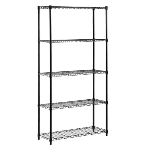 Honey-Can-Do 5-Tier Black Wire Shelf Unit 213cm (72in) | Heavy Duty 1000lb Capacity for Home & Garage thumbnail 3