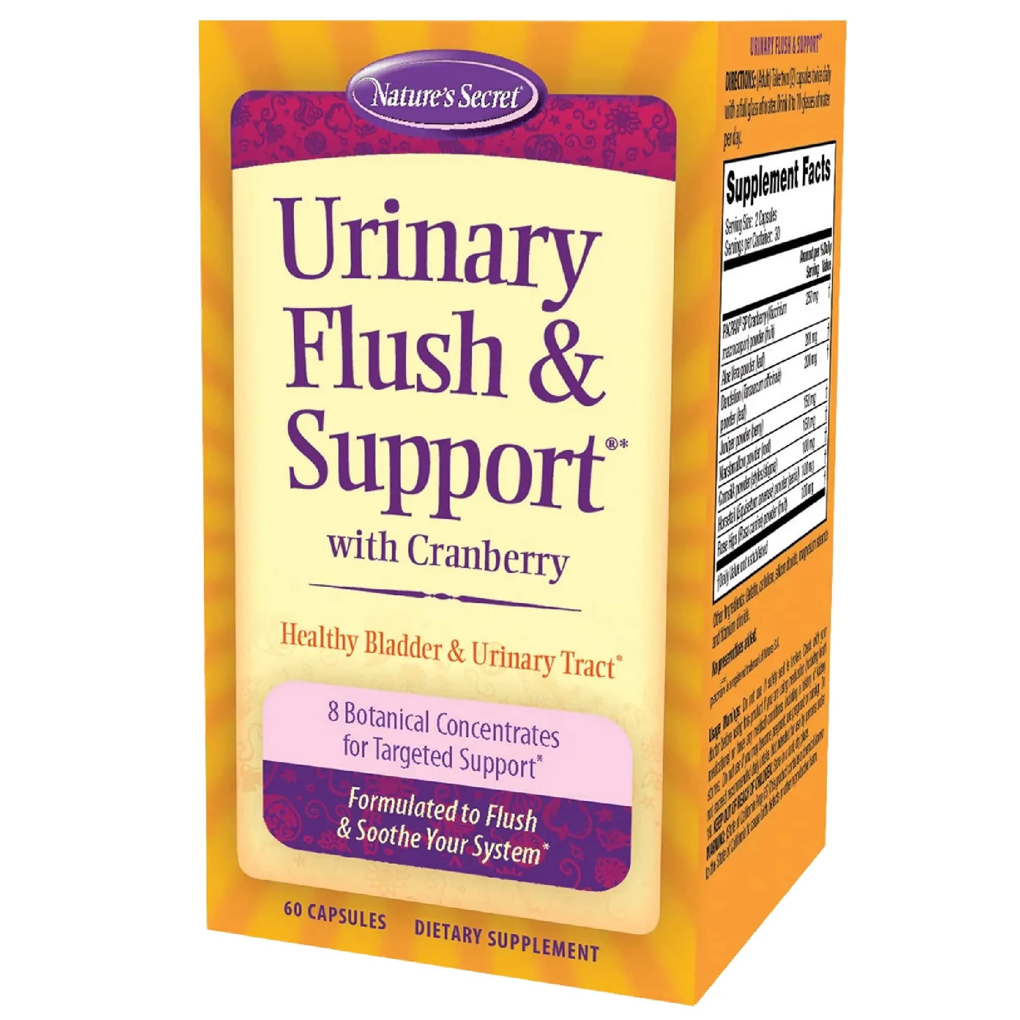 Nature's Secret Urinary Support Capsules 60 Count | Cranberry & Botanicals for Urinary Wellness — No Color
