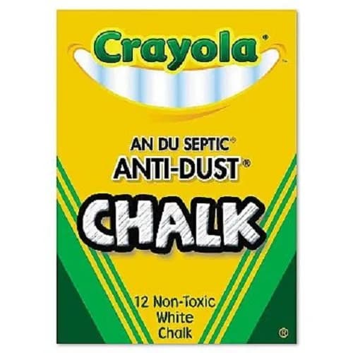 Crayola Nontoxic Anti-Dust Chalk, White, 12 Sticks per Box | Low Dust, Classroom Safe (70-120 chars) thumbnail 1