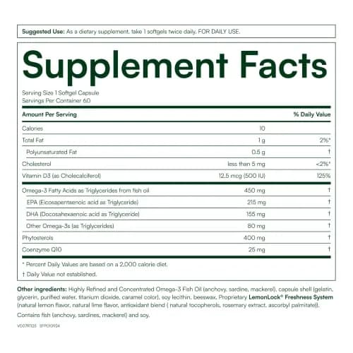 Purity Products Triple Action Omega-3 Super Pill 60 Softgels | Supports Heart, Brain & Energy thumbnail 2