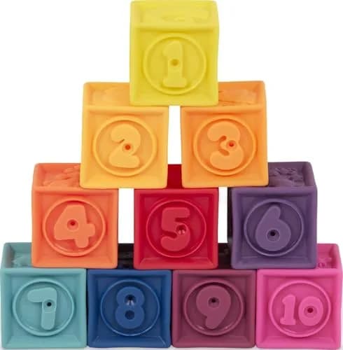 B. toys One Two Squeeze Soft Building Blocks 10 Pack | Educational Toy for Babies 6+ Months thumbnail 1