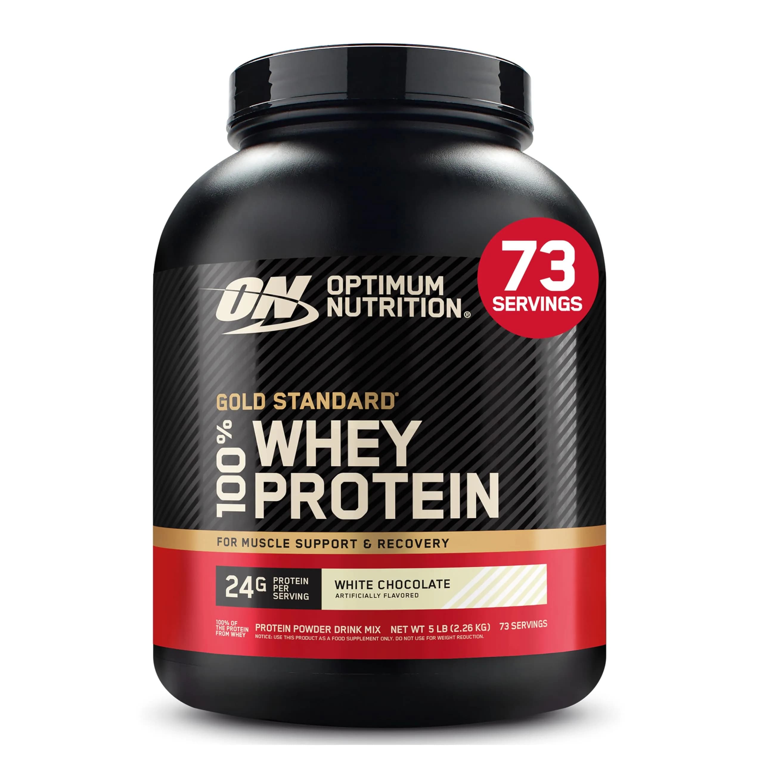 Optimum Nutrition Gold Standard 100% Whey Protein Powder White Chocolate 5lb | High Protein for Muscle Recovery - main product image