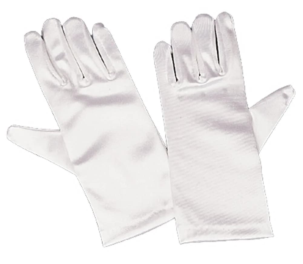 Lito Girls White Satin Gloves Medium (4-7) | Elegant Special Occasion Accessory — White