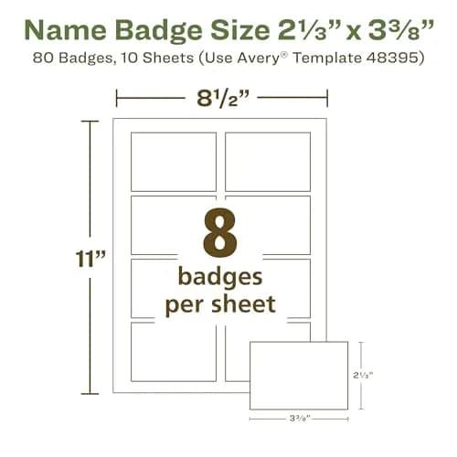 Avery EcoFriendly Recycled Name Tags 2-1/3" x 3-3/8" White Removable Adhesive 80 Printable Name Badges | Made with 100% Post-Consumer Recycled Paper thumbnail 6
