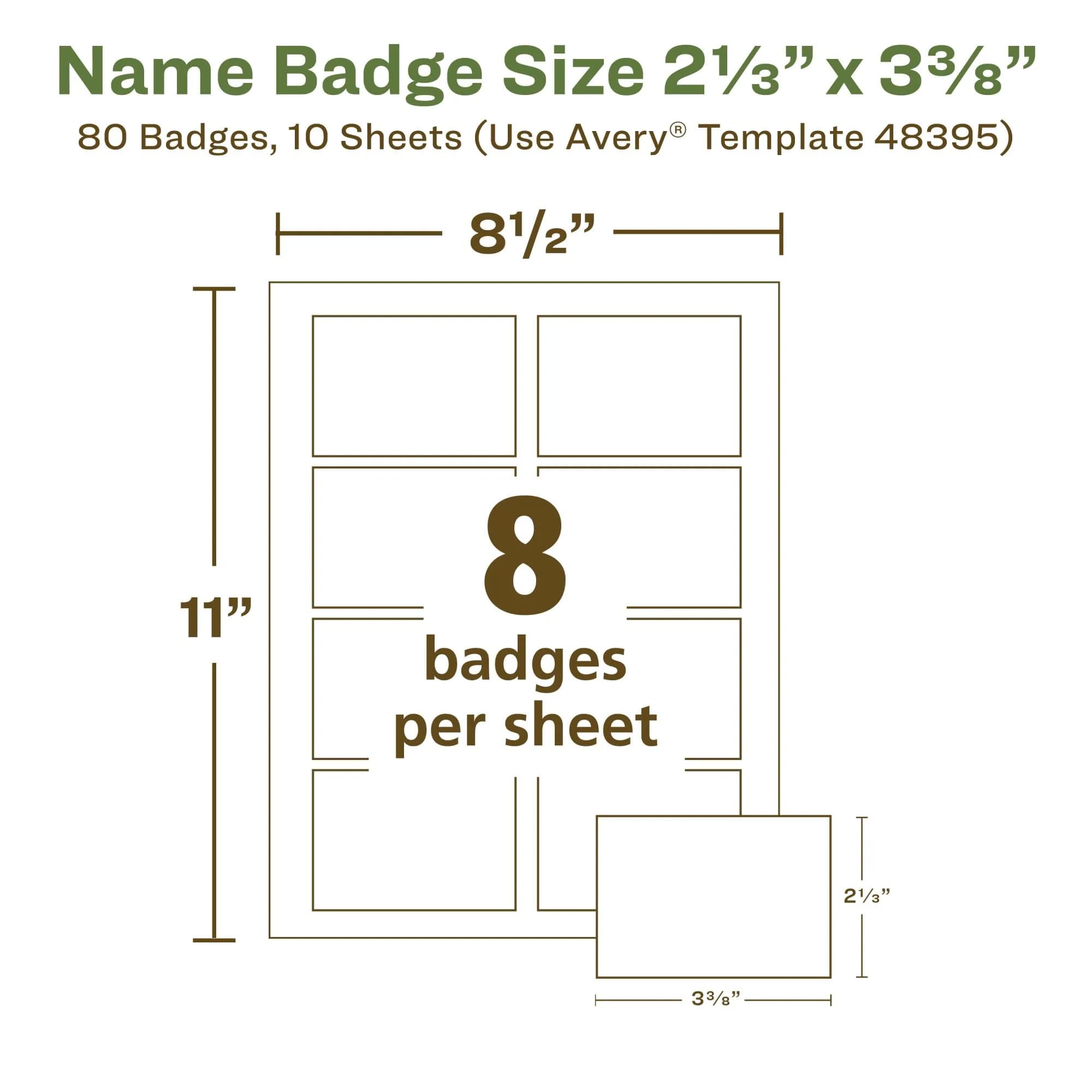 Avery EcoFriendly Recycled Name Tags 2-1/3" x 3-3/8" White Removable Adhesive 80 Printable Name Badges | Made with 100% Post-Consumer Recycled Paper - view 6