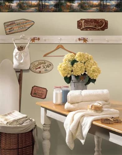 RoomMates Lake Forest Lodge Cabin Fever Prepasted Wallpaper Border 9 Inches x 5 Yards | Lodge Theme with Forest Scene thumbnail 2