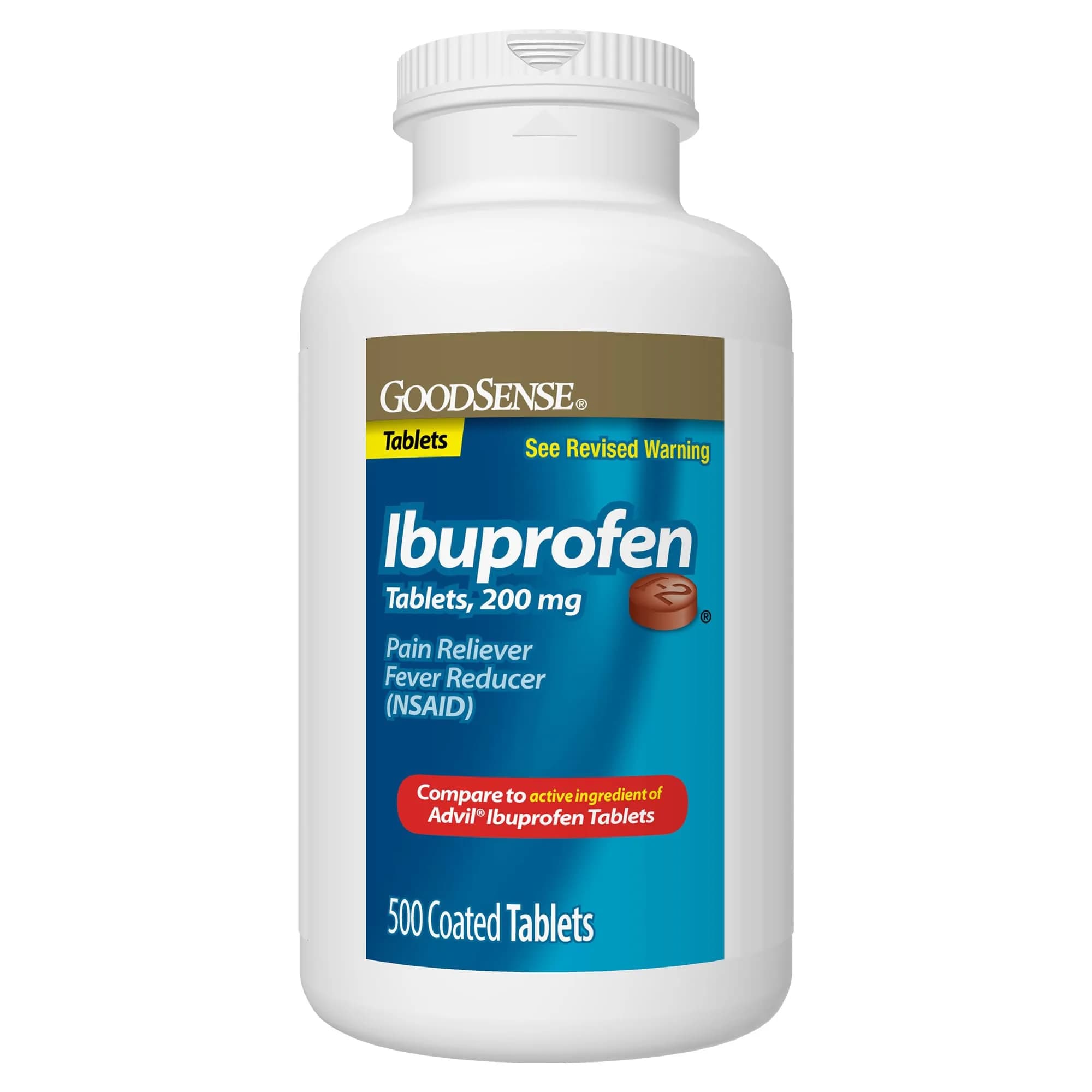 GoodSense Ibuprofen 200 mg Tablets | Effective Pain Relief & Fever Reduction (500 Coated Tablets) — Tablet