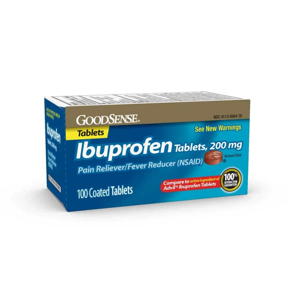 GoodSense Ibuprofen 200 mg Coated Tablets | Powerful Pain & Fever Relief for Adults & Children 12+
