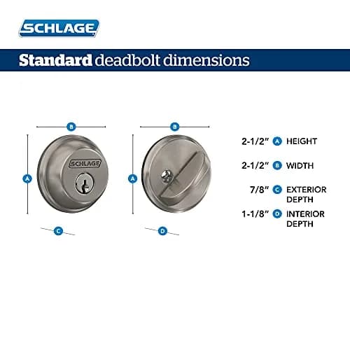 SCHLAGE B62N609 Double Cylinder Deadbolt, Keyed 2 Sides, Antique Brass, 16.51 cm (6.5 in) thumbnail 2