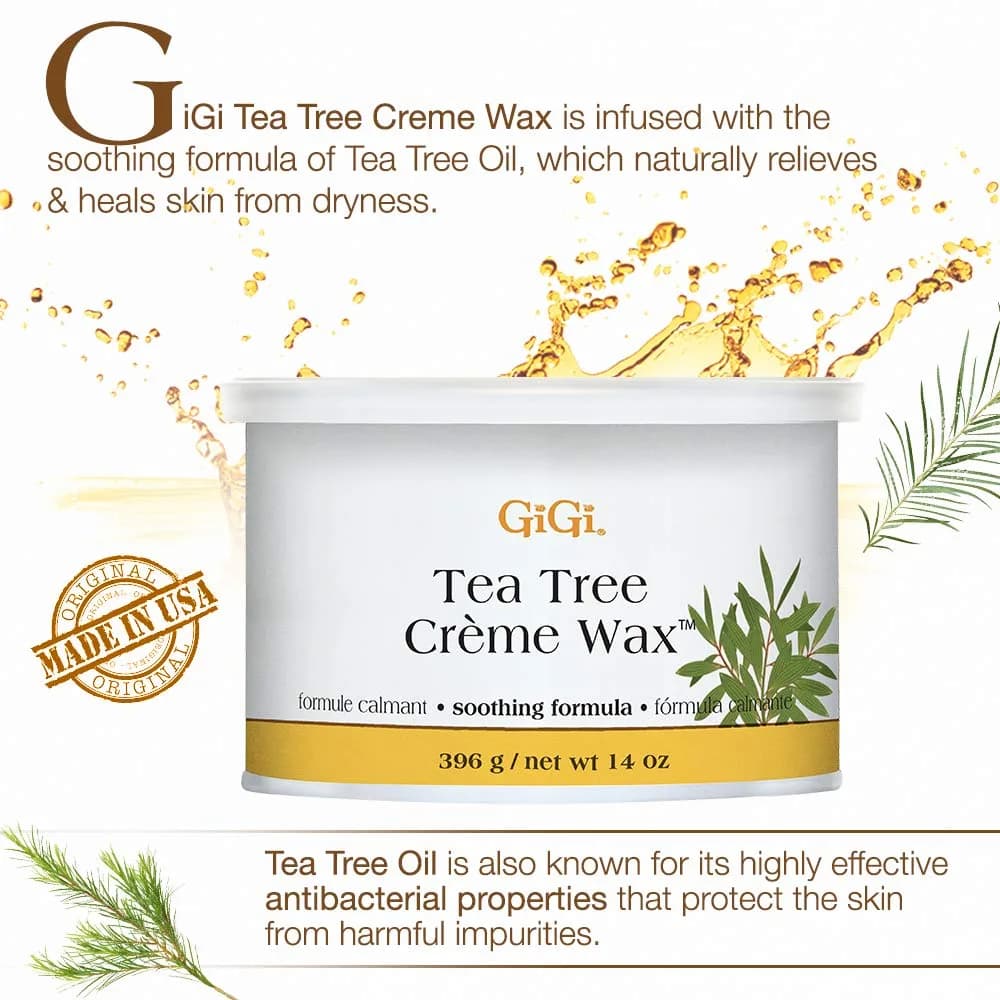GiGi Tea Tree Crème Wax for Sensitive Skin, Face & Body, 396g (14 oz) | Gentle Hair Removal - view 2