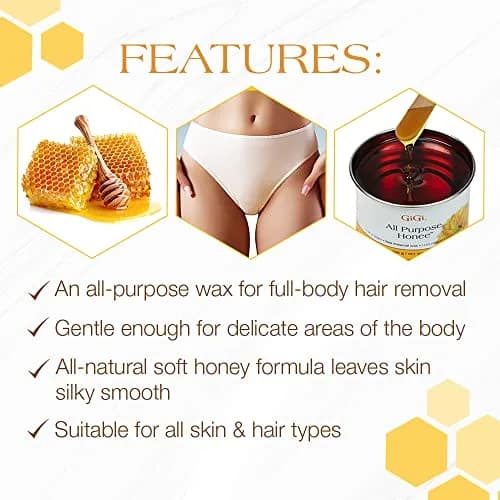 GIGI All Purpose Honee Soft Wax for Hair Removal 14 oz | Honey-Infused Formula for Gentle, Long-Lasting Hair-Free Skin thumbnail 4