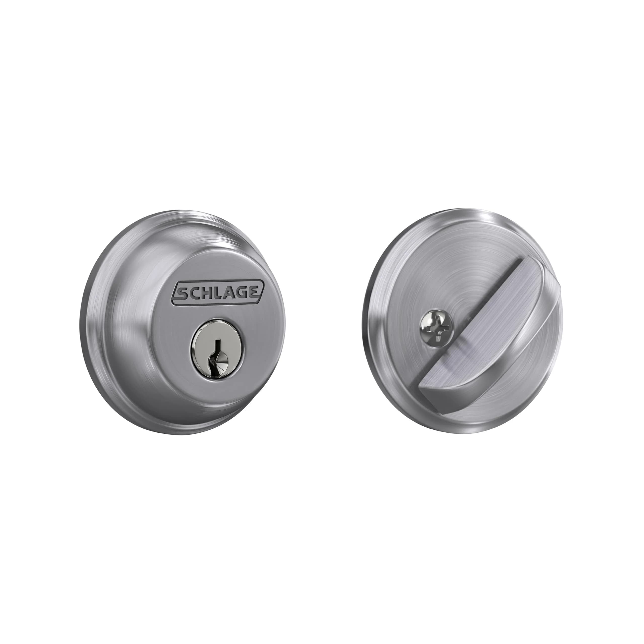 SCHLAGE Single Cylinder Front Door Deadbolt Satin Chrome | Highest Security Grade 1 — Satin Chrome