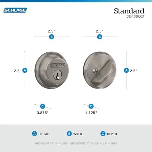 SCHLAGE Single Cylinder Front Door Deadbolt Satin Chrome | Highest Security Grade 1 thumbnail 3