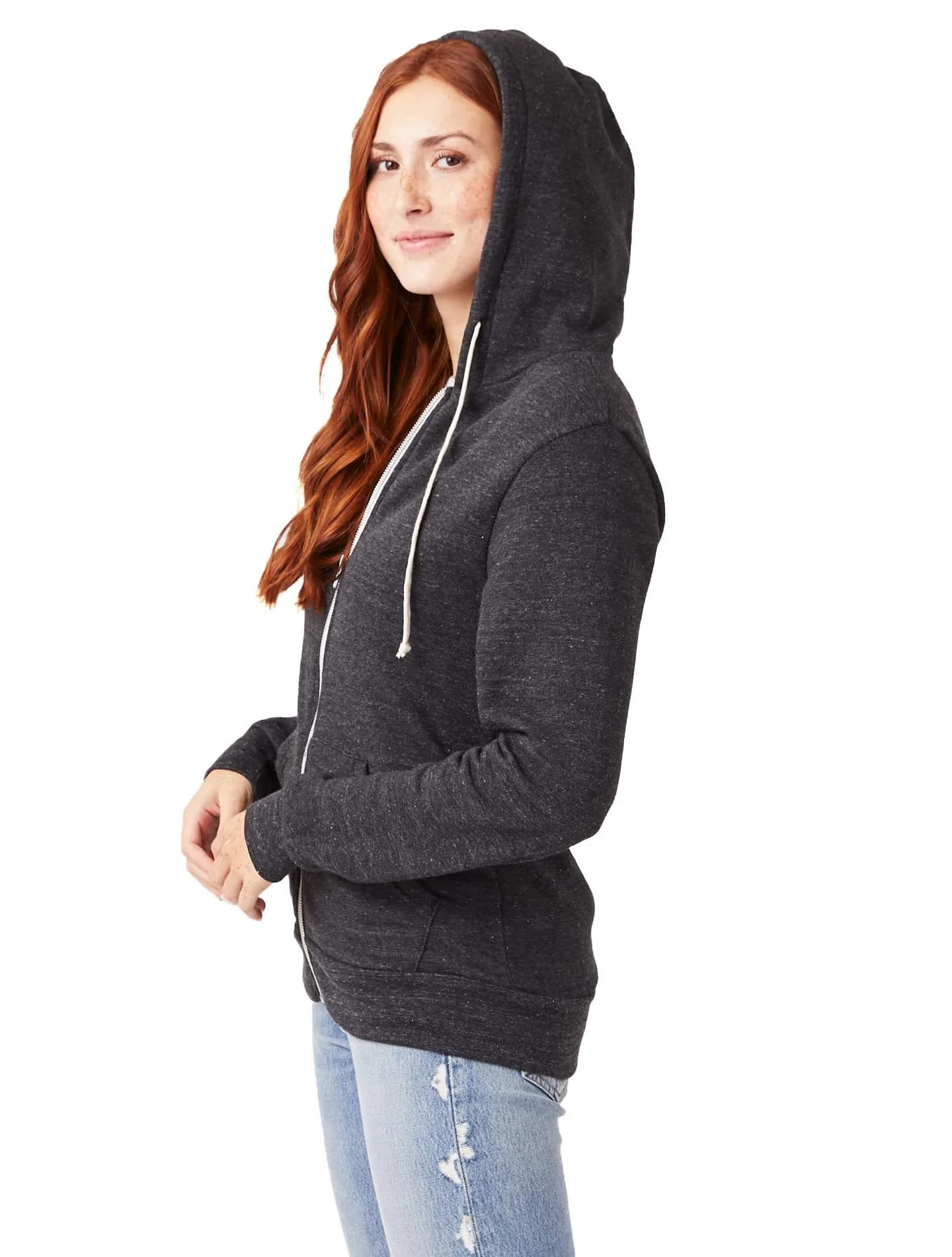 Alternative Men's Rocky Fleece Zip Hoodie, Eco Black, Large thumbnail 4