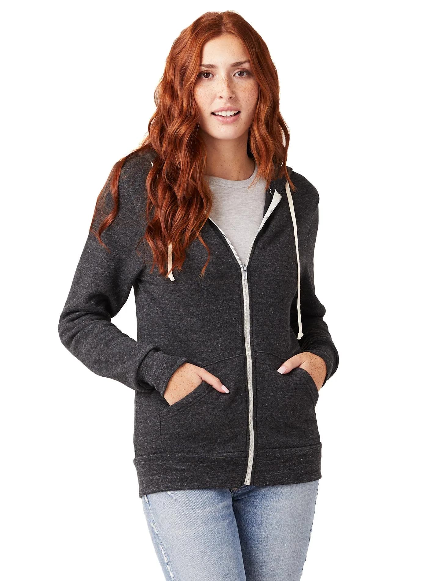 Alternative Men's Rocky Fleece Zip Hoodie, Eco Black, Large thumbnail 1