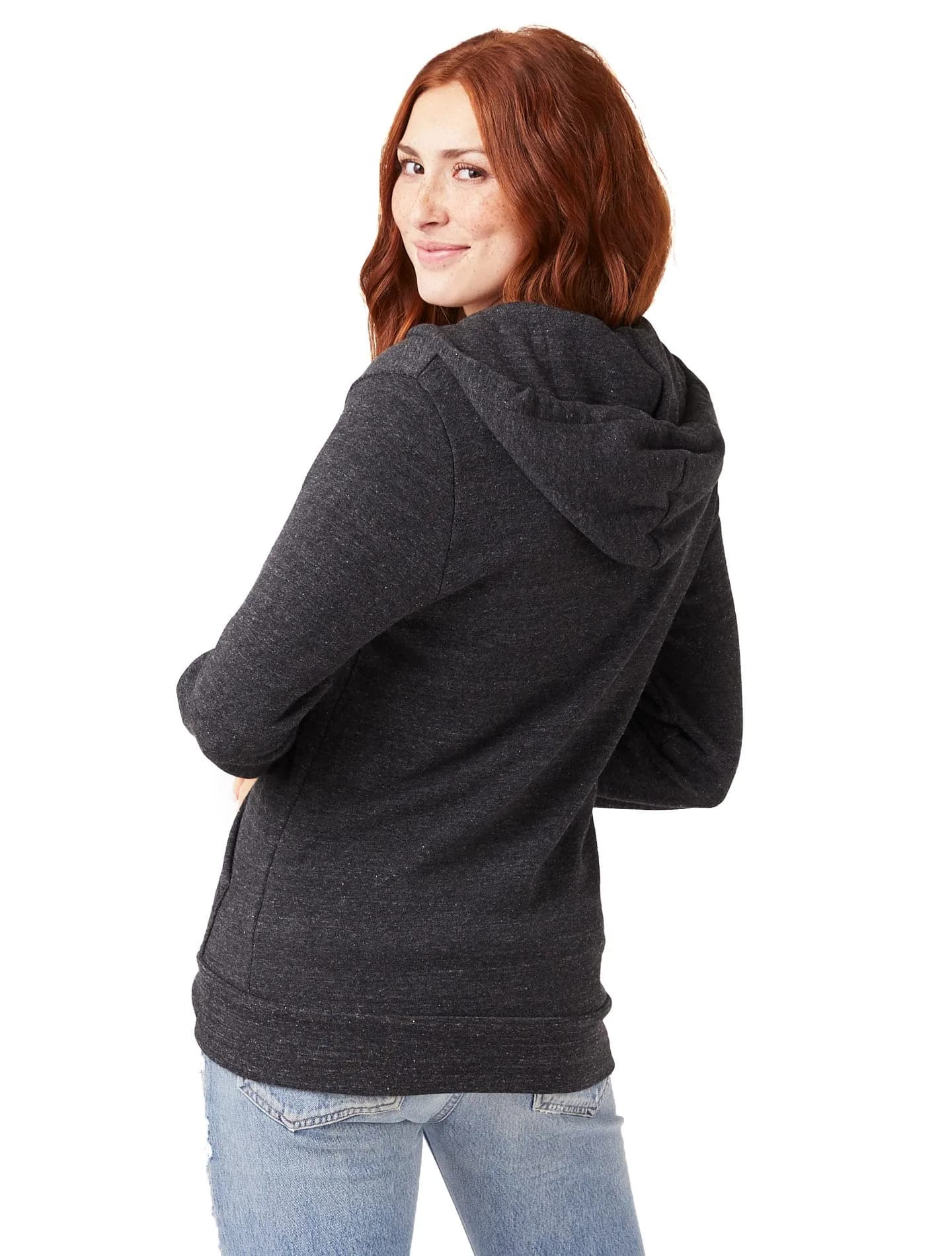 Alternative Men's Rocky Fleece Zip Hoodie, Eco Black, Large thumbnail 2
