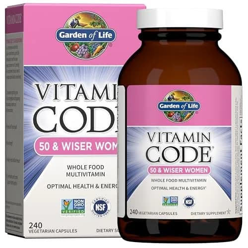 Garden of Life Vitamin Code Women 50 & Wiser Multivitamin 240 Capsules | Whole Food, Non-GMO, Gluten-Free for Women Over 50 thumbnail 1
