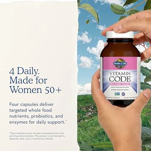 Garden of Life Vitamin Code Women 50 & Wiser Multivitamin 240 Capsules | Whole Food, Non-GMO, Gluten-Free for Women Over 50 thumbnail 7