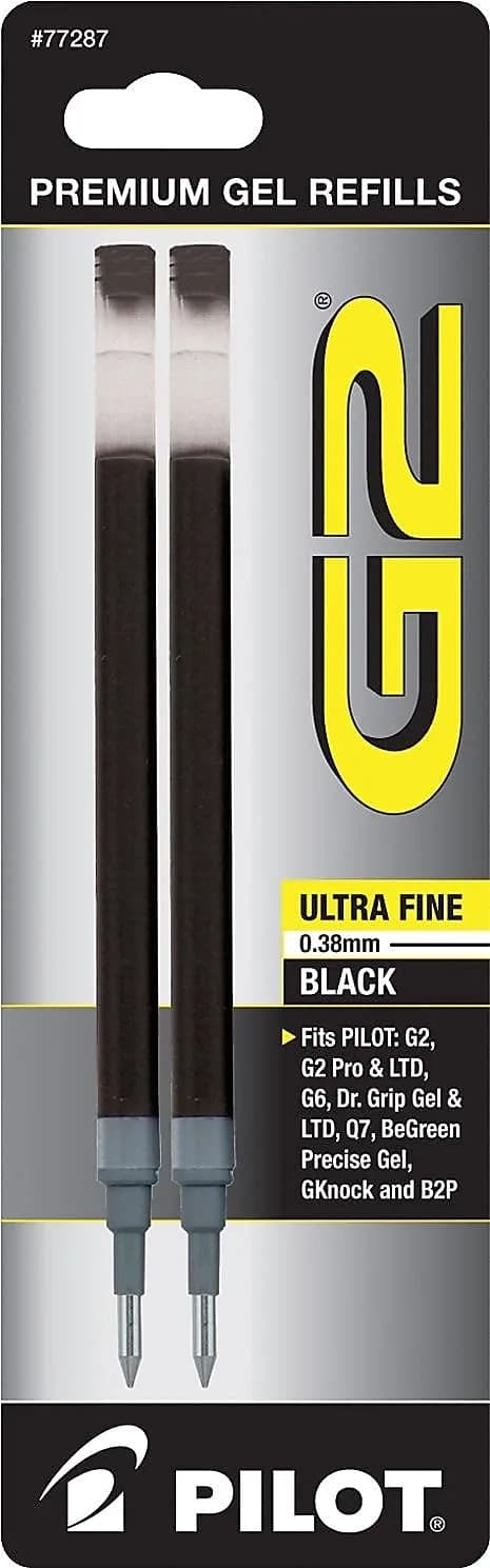 Pilot G2 Gel Ink Refills, Fine Point 0.7 mm, Black Ink, 2 Count Pack - main product image