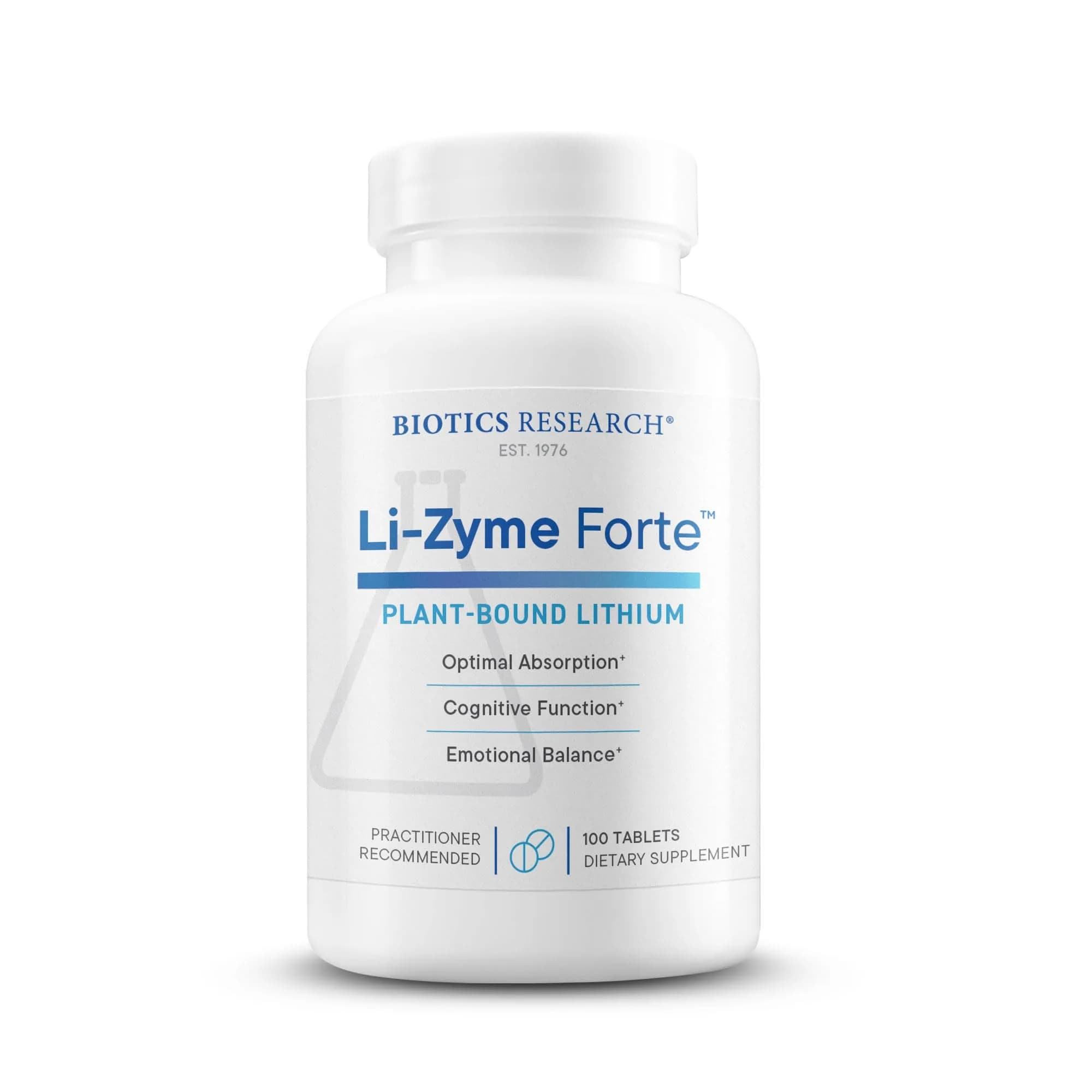 BIOTICS RESEARCH Li Zyme Forte Plant-sourced Lithium Supplement 100 Tablets | Supports Brain & Mood