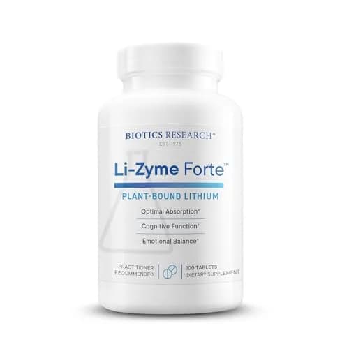BIOTICS RESEARCH Li Zyme Forte Plant-sourced Lithium Supplement 100 Tablets | Supports Brain & Mood thumbnail 1