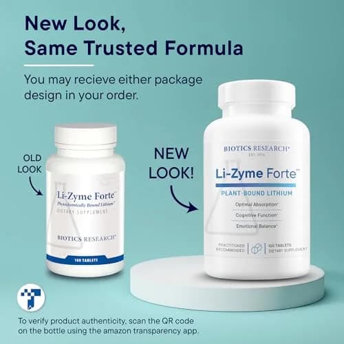 BIOTICS RESEARCH Li Zyme Forte Plant-sourced Lithium Supplement 100 Tablets | Supports Brain & Mood thumbnail 4