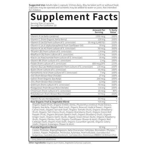 Garden of Life Vitamin Code Raw Prenatal Multivitamin for Women with Iron, Folate, Probiotics & Whole Food Nutrients | Immune & Energy Support thumbnail 5