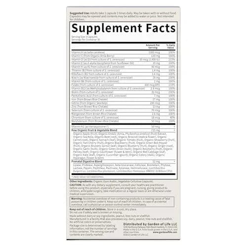 Garden of Life Vitamin Code Raw Prenatal Multivitamin for Women with Iron, Folate, Probiotics & Whole Food Nutrients | Immune & Energy Support thumbnail 8