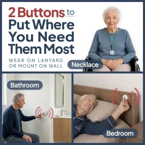 Smart Caregiver Pager System with 2 Call Buttons & Wearable Pager | 245 g (8.6 oz) | Wireless Fall Prevention Alert thumbnail 5