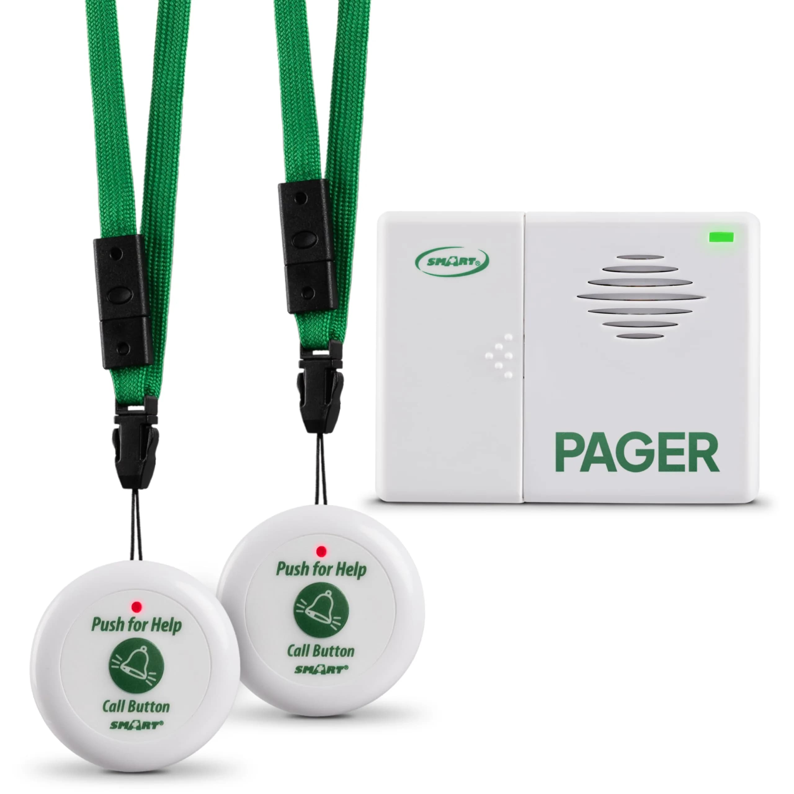 Smart Caregiver Pager System with 2 Call Buttons & Wearable Pager | 245 g (8.6 oz) | Wireless Fall Prevention Alert - main product image