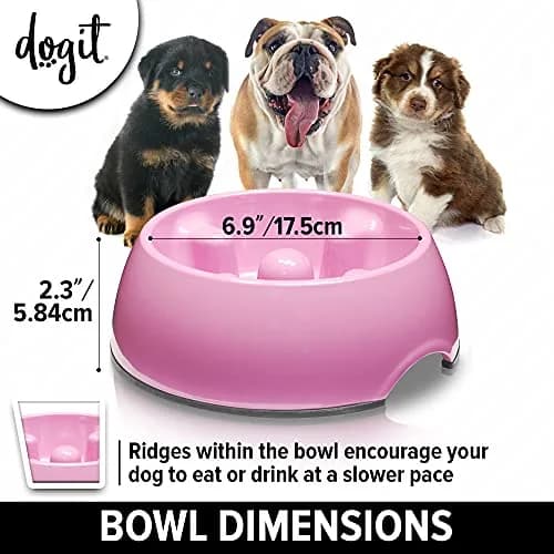 Dogit Dog Bowl Slow Feeder Pink Small | Anti-Gulping Pet Dish for Dogs thumbnail 4