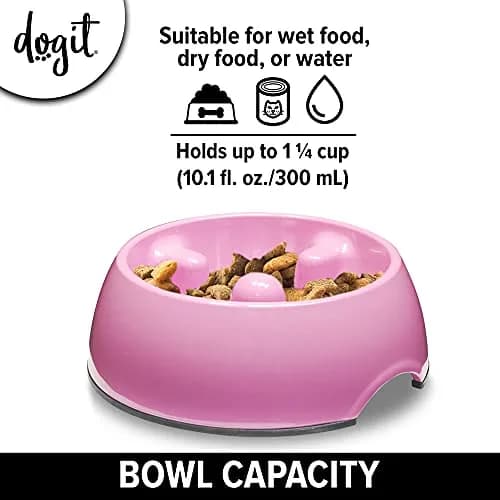 Dogit Dog Bowl Slow Feeder Pink Small | Anti-Gulping Pet Dish for Dogs thumbnail 3