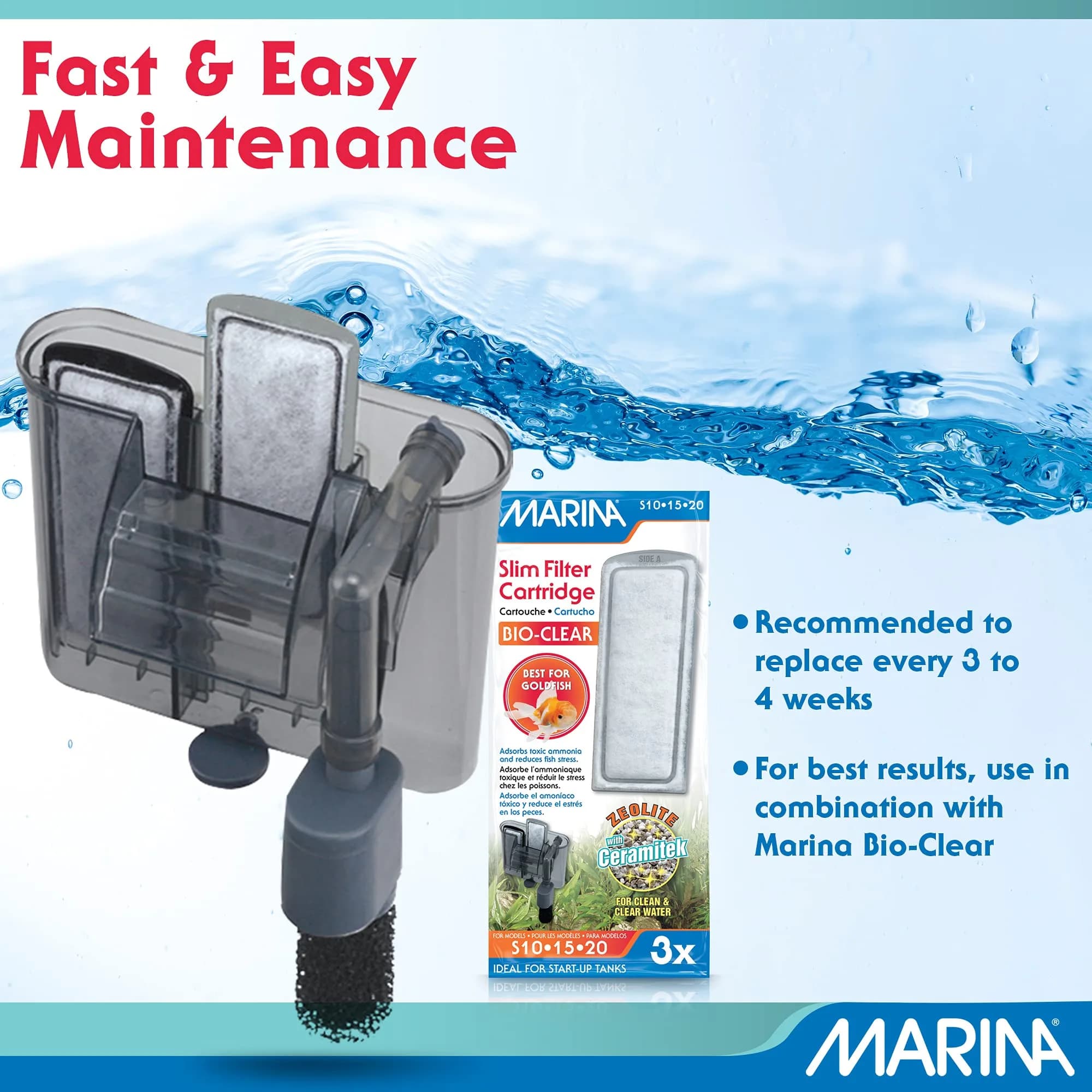 Marina Slim Filter Bio-Carb 3 Pack | Activated Carbon & Ceramitek for Aquarium Water (100-120c) thumbnail 5