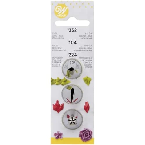Wilton Decorating Tip Set with Leaf, Petal, and Flower Tips | Metal, 3-Piece thumbnail 1