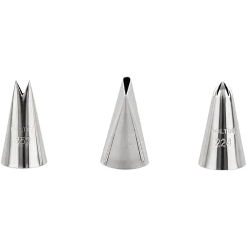 Wilton Decorating Tip Set with Leaf, Petal, and Flower Tips | Metal, 3-Piece thumbnail 2
