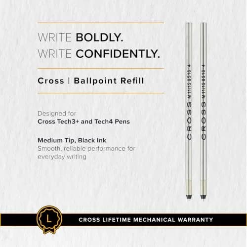 Cross Mini Ballpoint Pen Refill Black Medium Point | Precise, Fade-Resistant, Heirloom Quality thumbnail 6