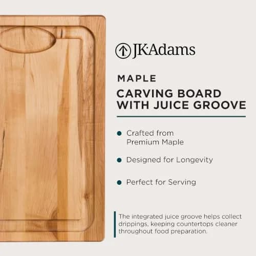 J.K. Adams Farmhouse Maple Carving Board with Juice Groove, 50.8cm x 35.5cm x 1.9cm | Premium Hardwood Craftsmanship for Everyday Use thumbnail 3
