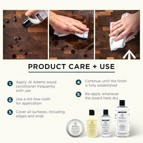J.K. Adams Farmhouse Maple Carving Board with Handles 51cm x 36cm x 2cm | Premium Hardwood Craftsmanship for Daily Prep & Entertaining thumbnail 6