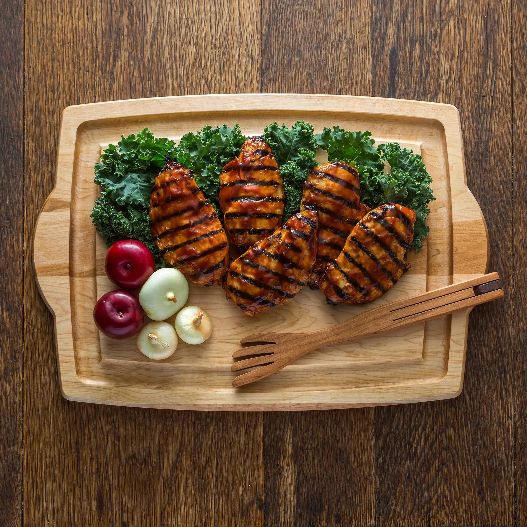 J.K. Adams Farmhouse Maple Carving Board with Handles 51cm x 36cm x 2cm | Premium Hardwood Craftsmanship for Daily Prep & Entertaining - view 2
