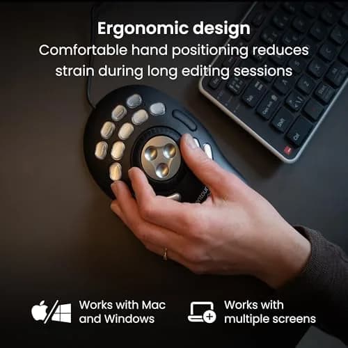 Contour ShuttlePRO v2 Multimedia Controller with Jog Wheel & 15 Programmable Buttons | Black, 13.1cm (5.16in) x 24.5cm (9.65in) x 5.2cm (2.05in) thumbnail 5