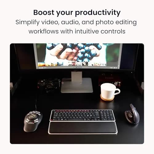 Contour ShuttlePRO v2 Multimedia Controller with Jog Wheel & 15 Programmable Buttons | Black, 13.1cm (5.16in) x 24.5cm (9.65in) x 5.2cm (2.05in) thumbnail 2