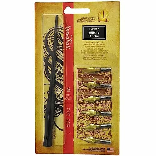 Speedball Poster Pen Set with 6 Nibs & Holder | Ideal for Gothic Lettering & Poster Design thumbnail 1