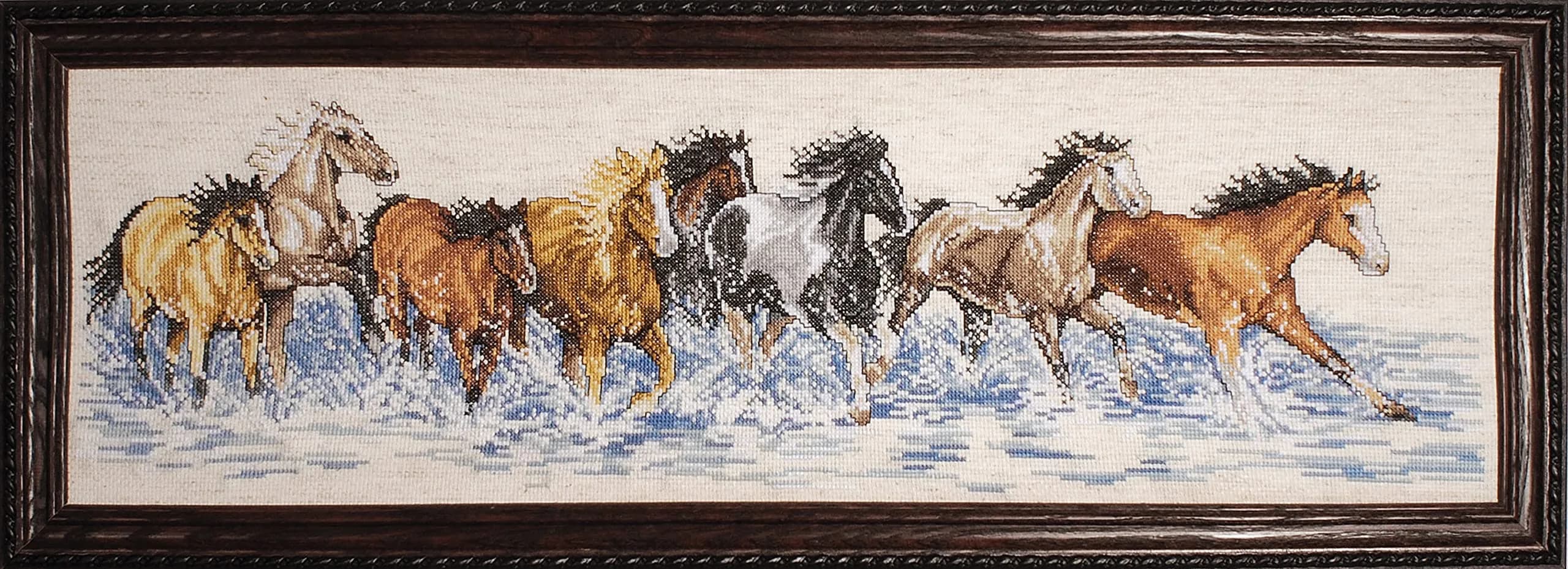 Design Works Crafts Splashdown Horses Counted Cross Stitch Kit 8" x 22" (20.3cm x 55.9cm) | Beginner-Friendly Stamped Pattern — Various