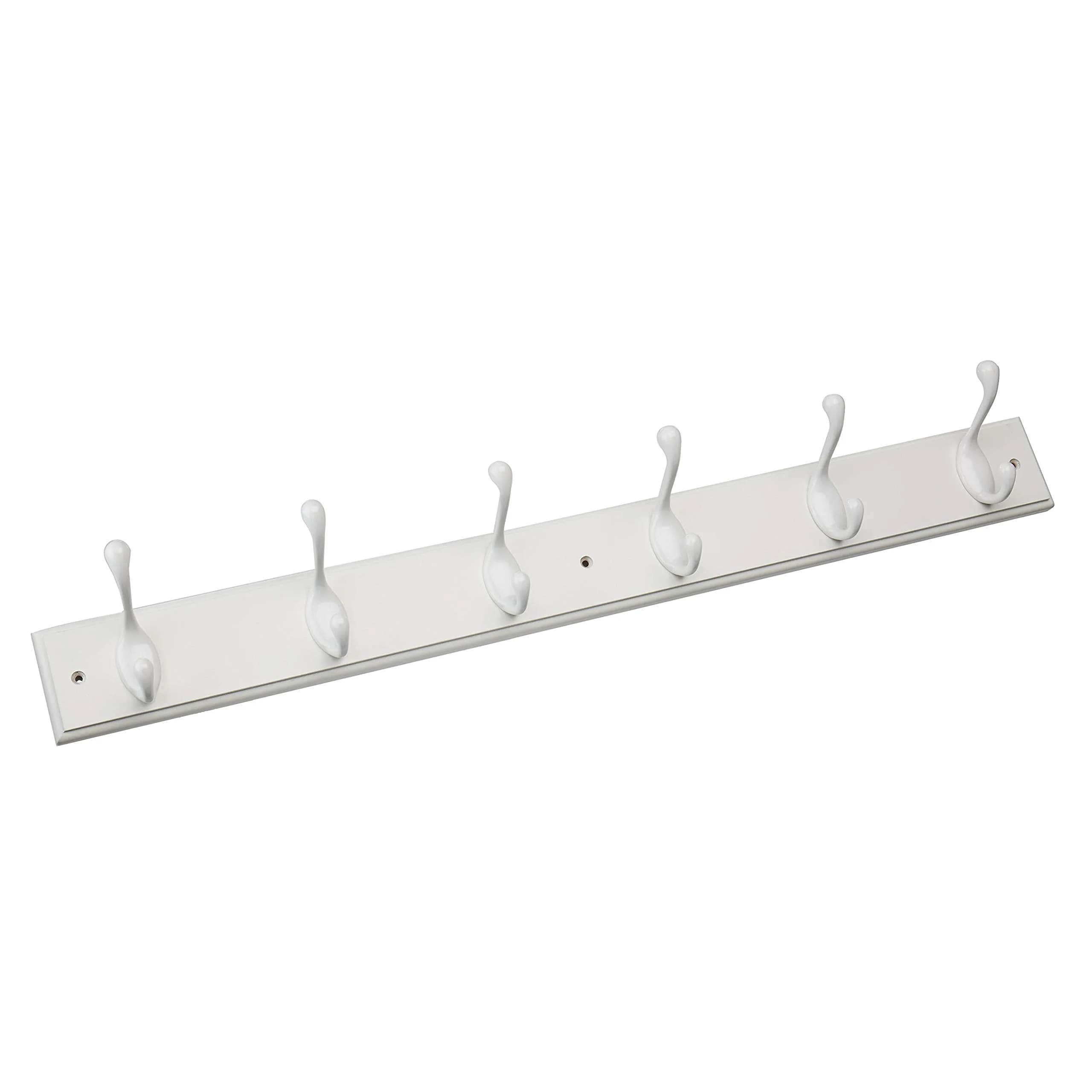 Franklin Brass Heavy Duty Coat Rack 27" Wall Mount Pure White with 6 Hooks | Versatile Home Organizer — Pure White & White