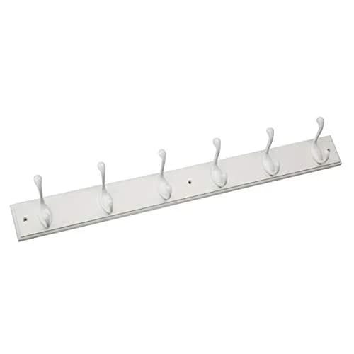 Franklin Brass Heavy Duty Coat Rack 27" Wall Mount Pure White with 6 Hooks | Versatile Home Organizer thumbnail 1