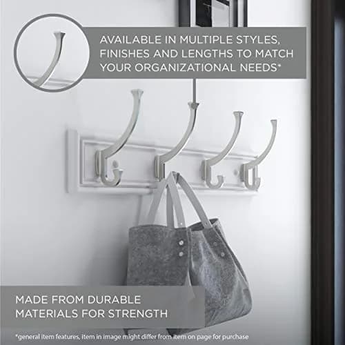 Franklin Brass Heavy Duty Coat Rack 27" Wall Mount Pure White with 6 Hooks | Versatile Home Organizer thumbnail 4